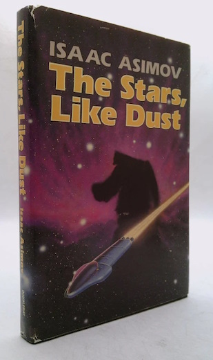 A 1980s book jacket for The Stars Like Dust—.